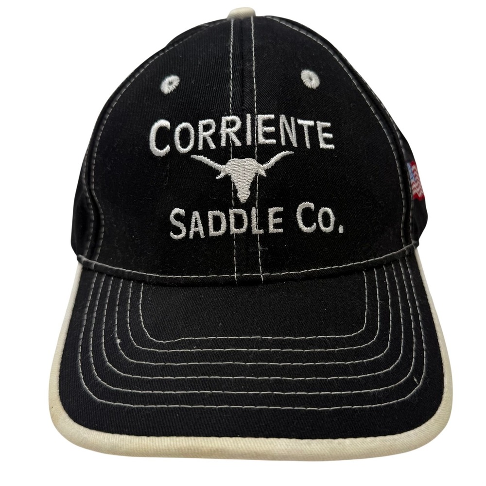 Corriente Saddle Co Hat OSFA Black Embroidered Longhorn Western Skater Cap
